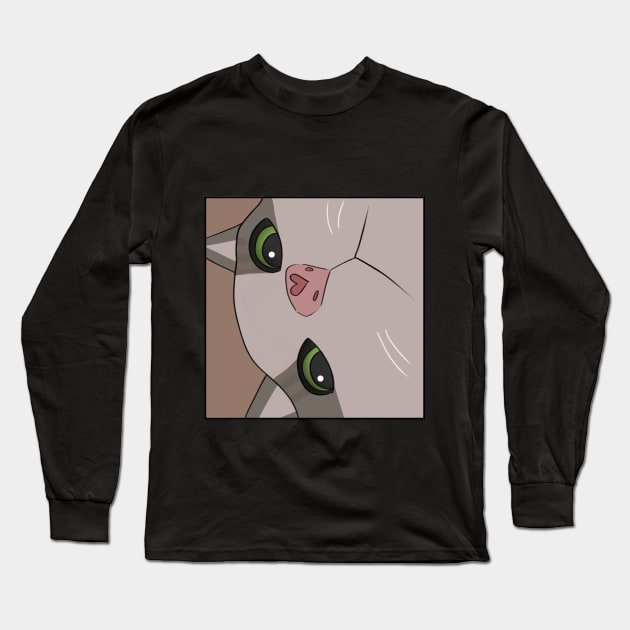 Meme cat close up Long Sleeve T-Shirt by  dwotea